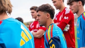Rafita, durante su primer entrenamiento con España sub-21
